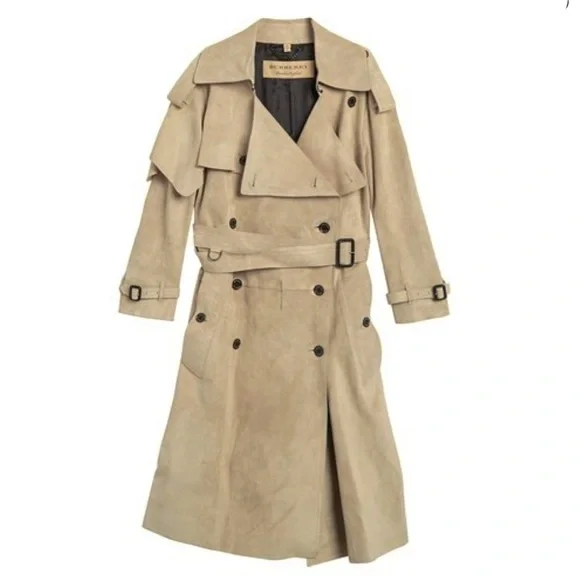 Burberry Kyrewood Suede Trench Coat Size Large - Picture 1 of 7